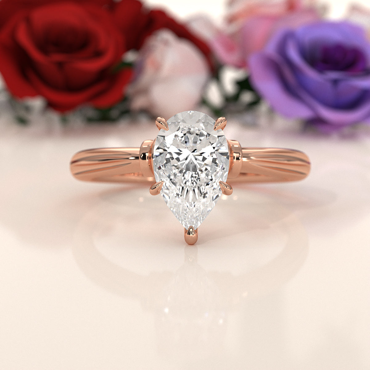 4.2g Ridged Solitaire Prong Set Lab Grown Diamond Engagement Ring IGI Certified 2.6mm 1.00 Ctw.